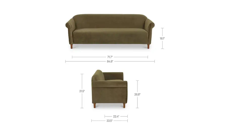 Harmony Sofa Dark Green Faux Mohair