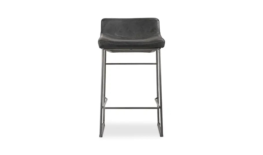 Starlet Counter Stool Onyx Black Leather - Set of Two
