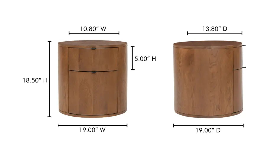 Theo 2 Drawer Nightstand Brown