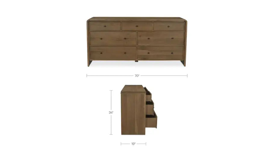 Riley 7 Drawer Dresser Oak