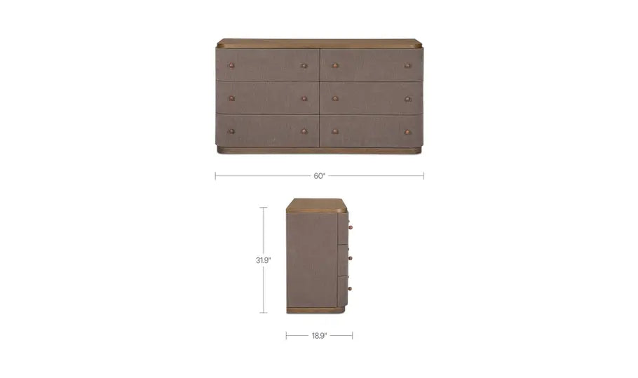 Simone 6 Drawer Dresser Brown