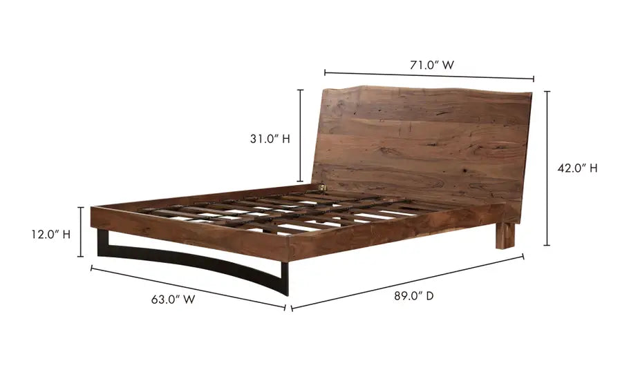Bent Queen Size Bed Brown