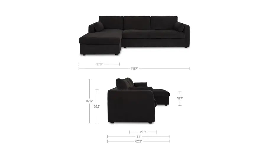 Burrow Sleeper Sectional With Storage Chaise Black