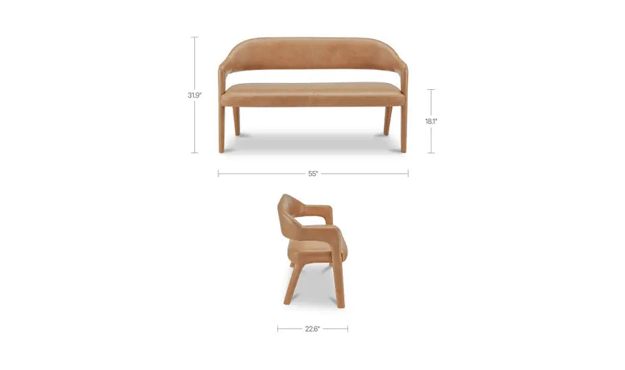 Martens Dining Bench Tan Leather
