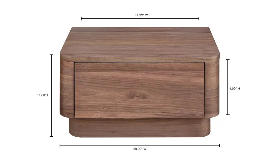 Round Off Small Nightstand Walnut