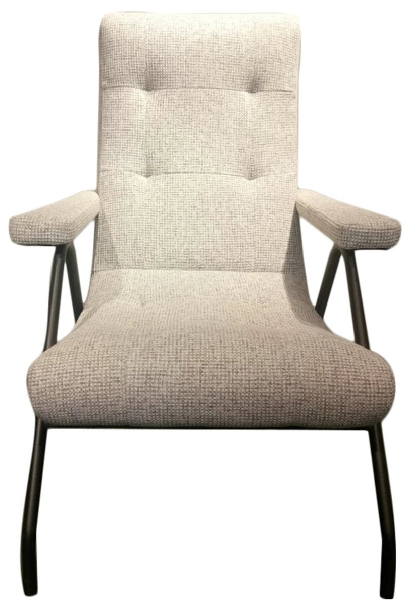 Retro Lounge Chair in Light Grey Tweed Fabric