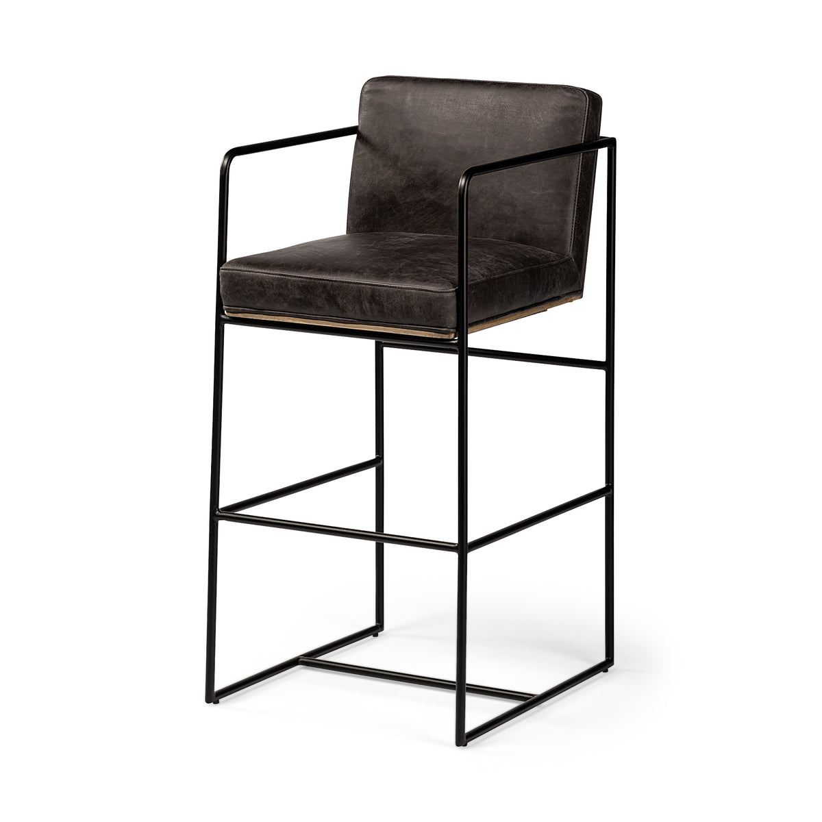 Stamford Bar Stool Black Leather