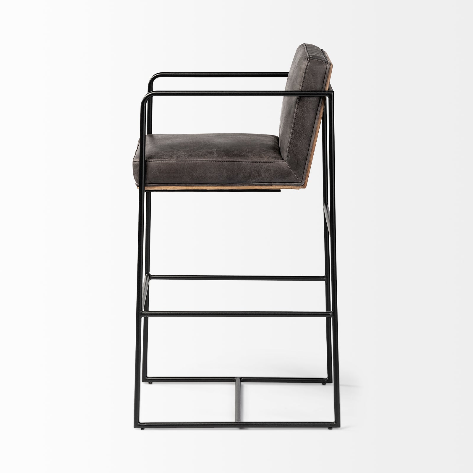 Stamford Bar Stool Black Leather