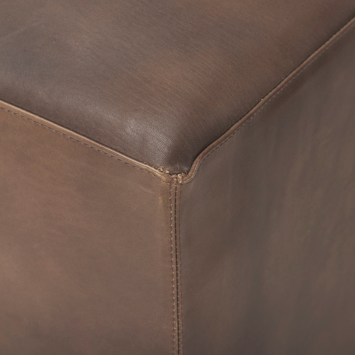 Minara Leather Ottoman | Coffee Table- Brown Leather