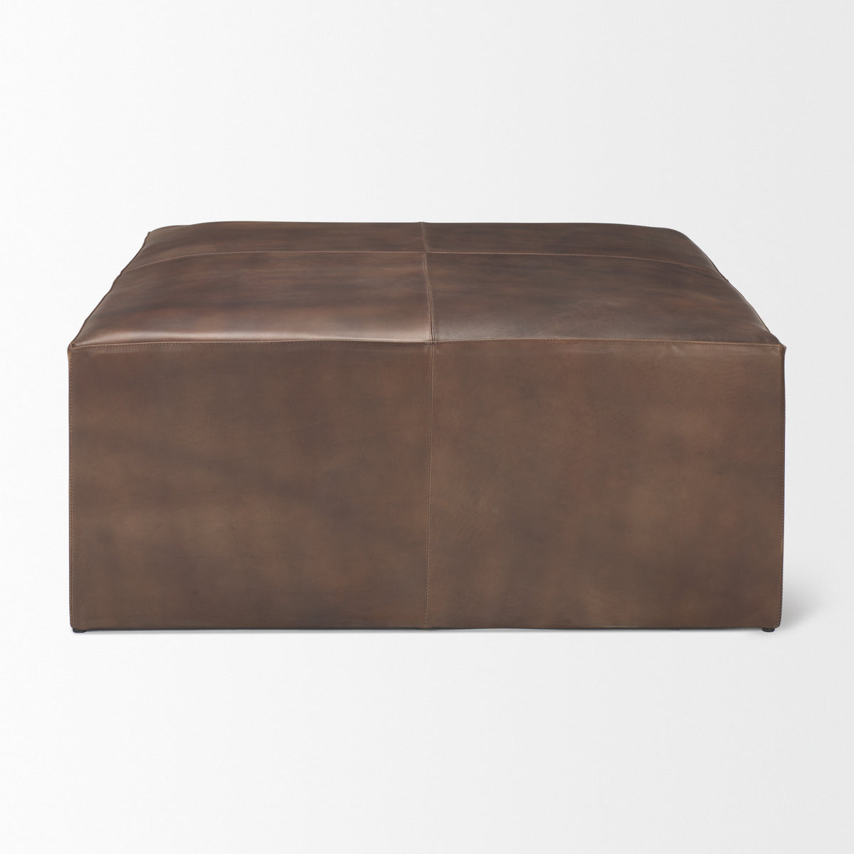 Minara Leather Ottoman | Coffee Table- Brown Leather