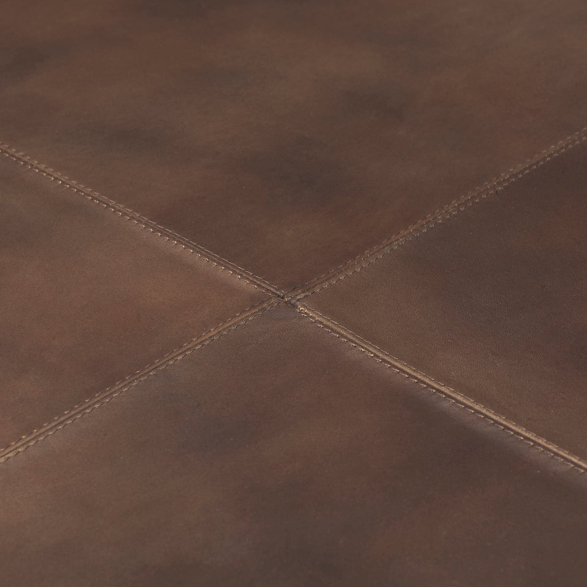 Minara Leather Ottoman | Coffee Table- Brown Leather