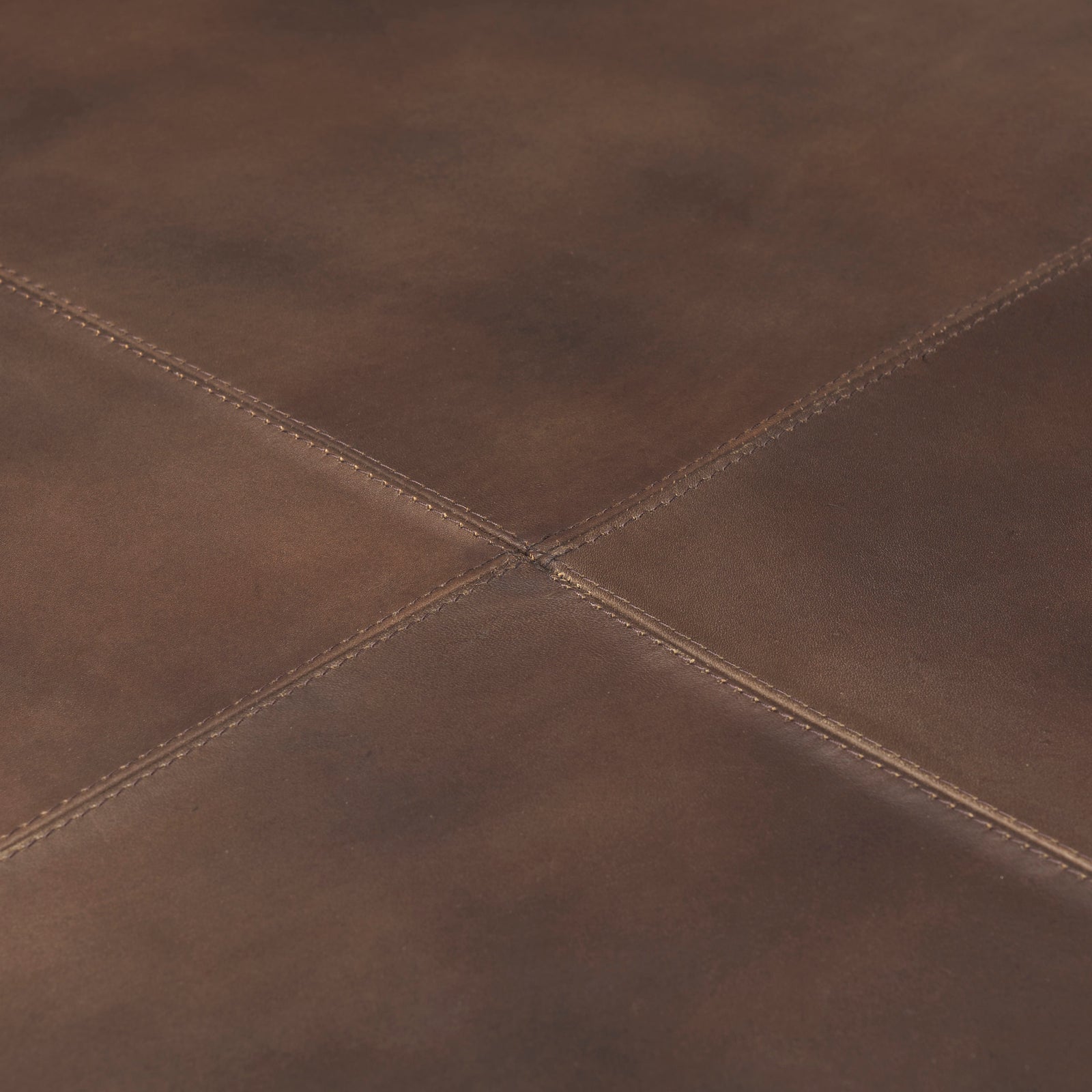 Minara Leather Ottoman | Coffee Table- Brown Leather