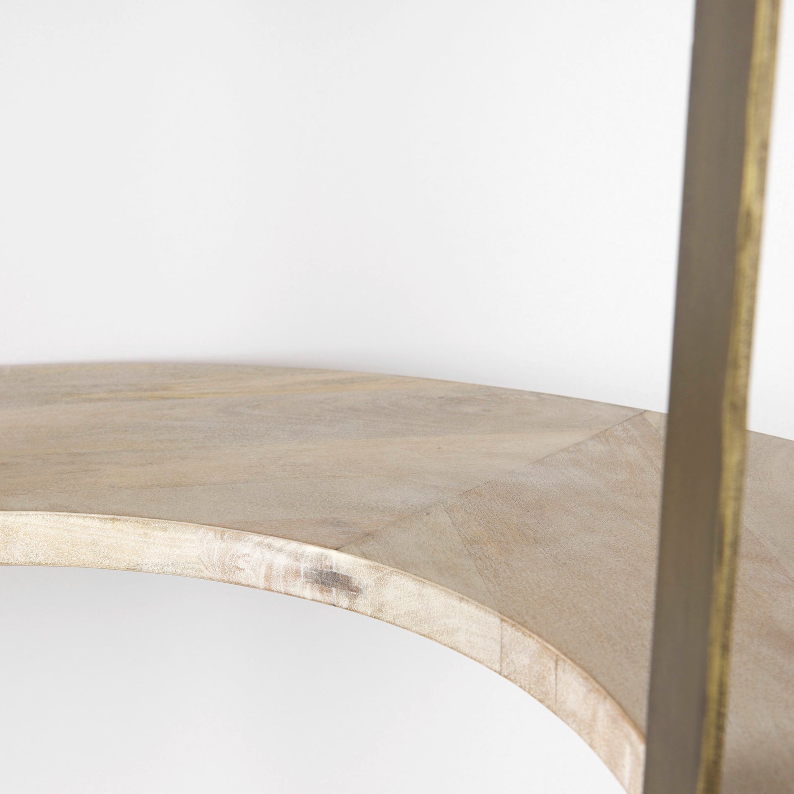 Turner Curved Corner Bookcase- Light Wood & Gold Metal