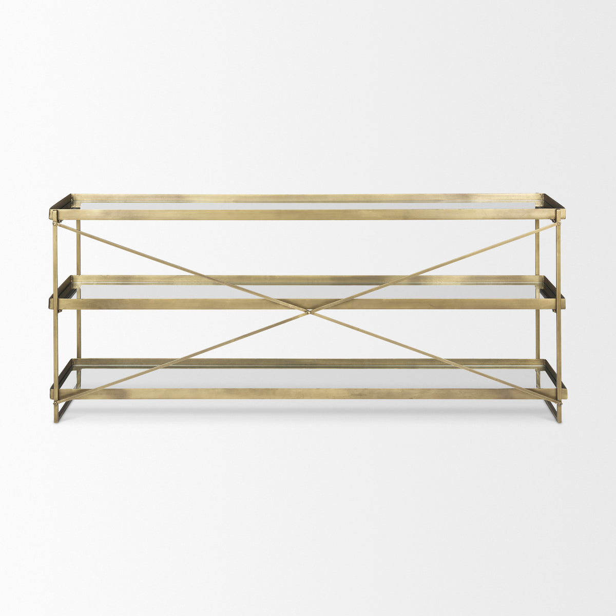 Trey Console Table- Gold &amp; Glass