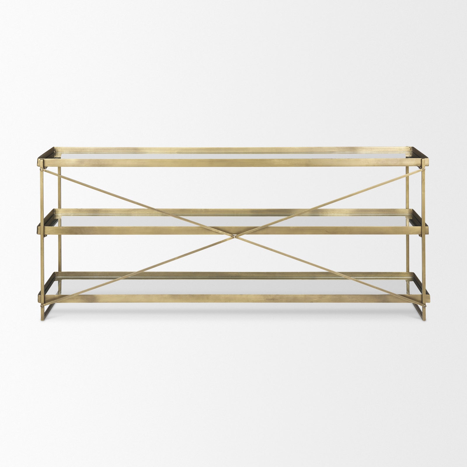 Trey Console Table- Gold & Glass