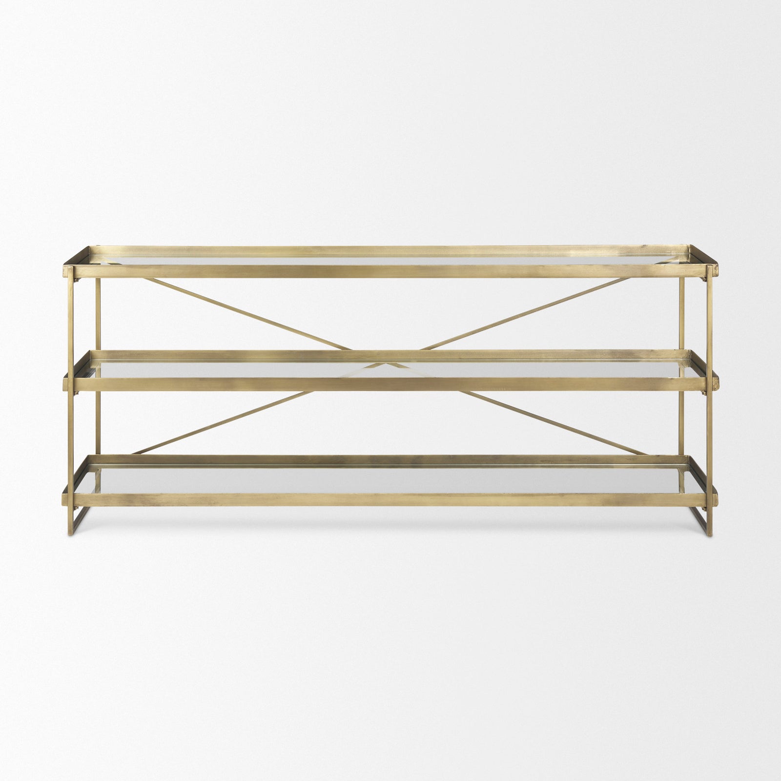 Trey Console Table- Gold & Glass