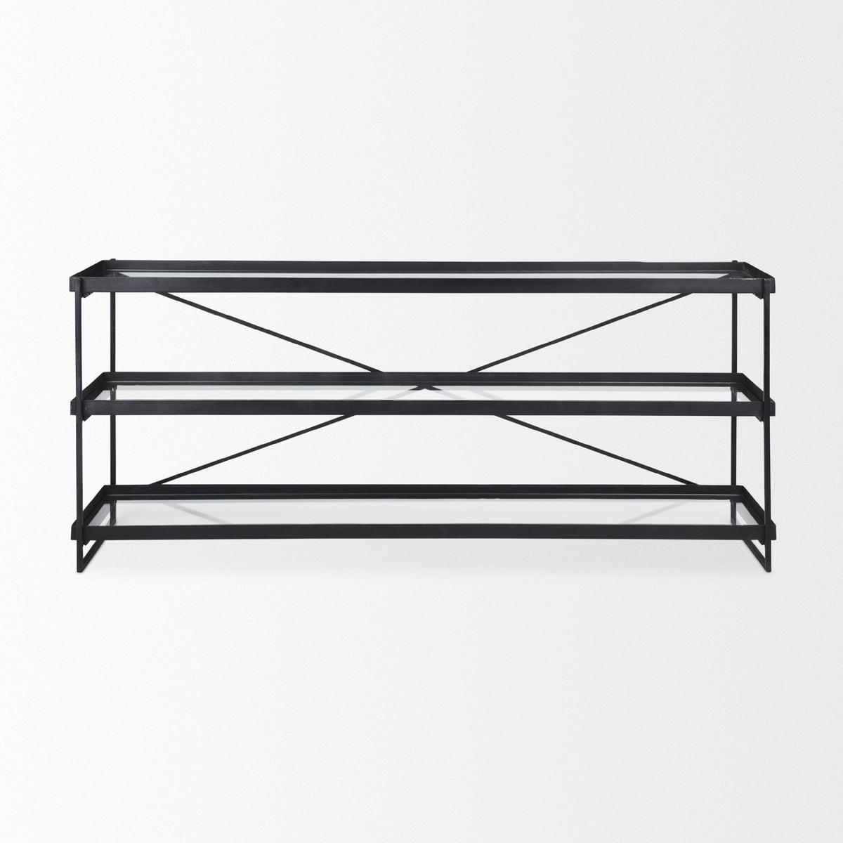 Trey Console Table- Black Metal &amp; Glass