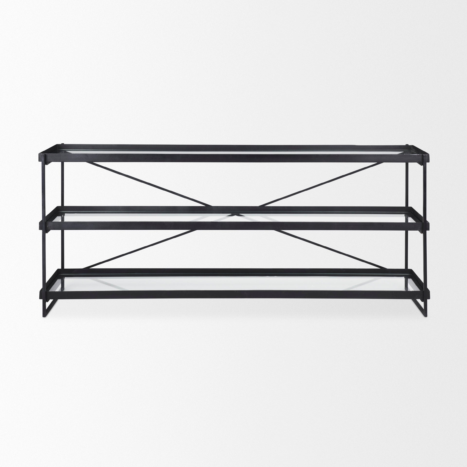 Trey Console Table- Black Metal & Glass
