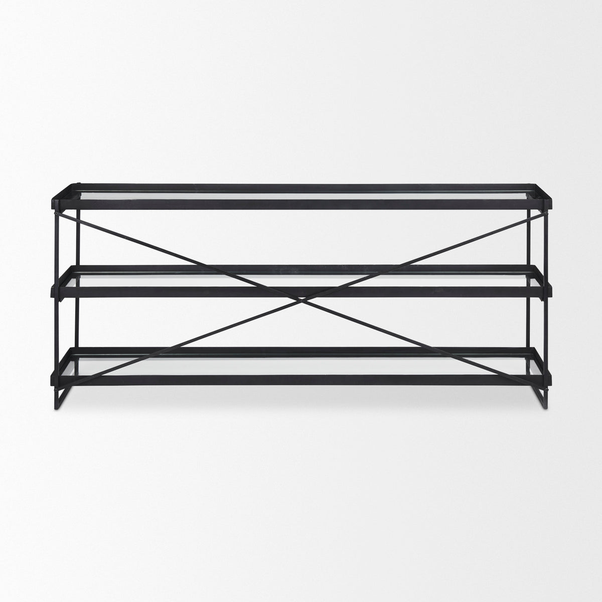 Trey Console Table- Black Metal &amp; Glass