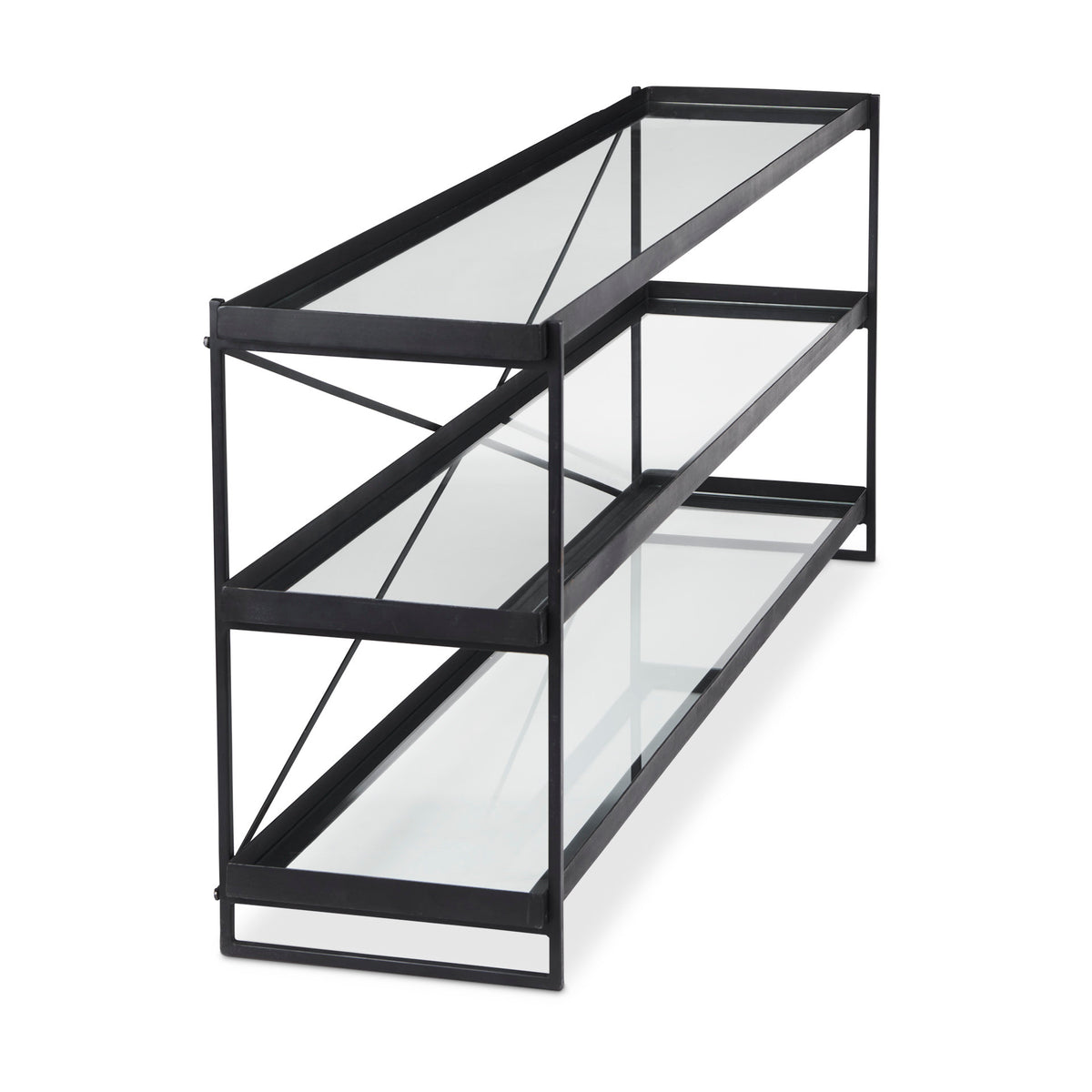 Trey Console Table- Black Metal &amp; Glass