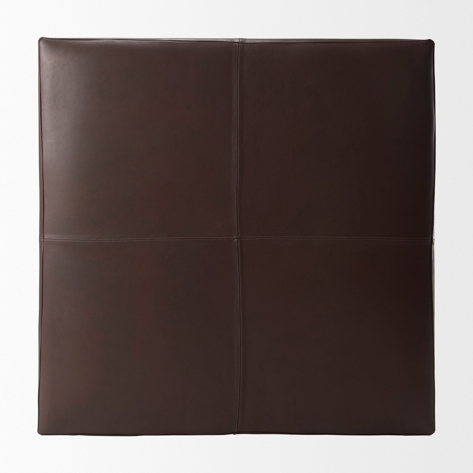 Minara Leather Ottoman | Coffee Table- Dark Brown Leather