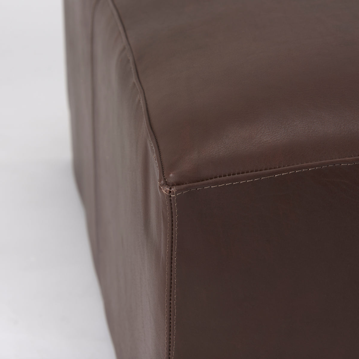 Minara Leather Ottoman | Coffee Table- Dark Brown Leather