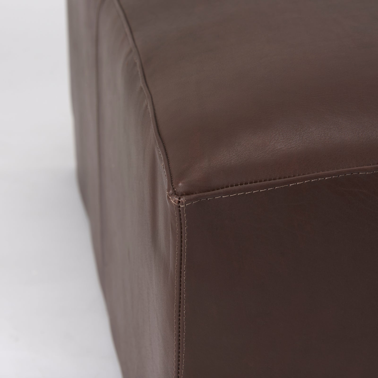 Minara Leather Ottoman | Coffee Table- Dark Brown Leather