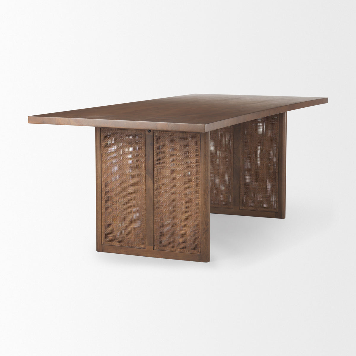 Grier Dining Table- Medium Brown with Cane