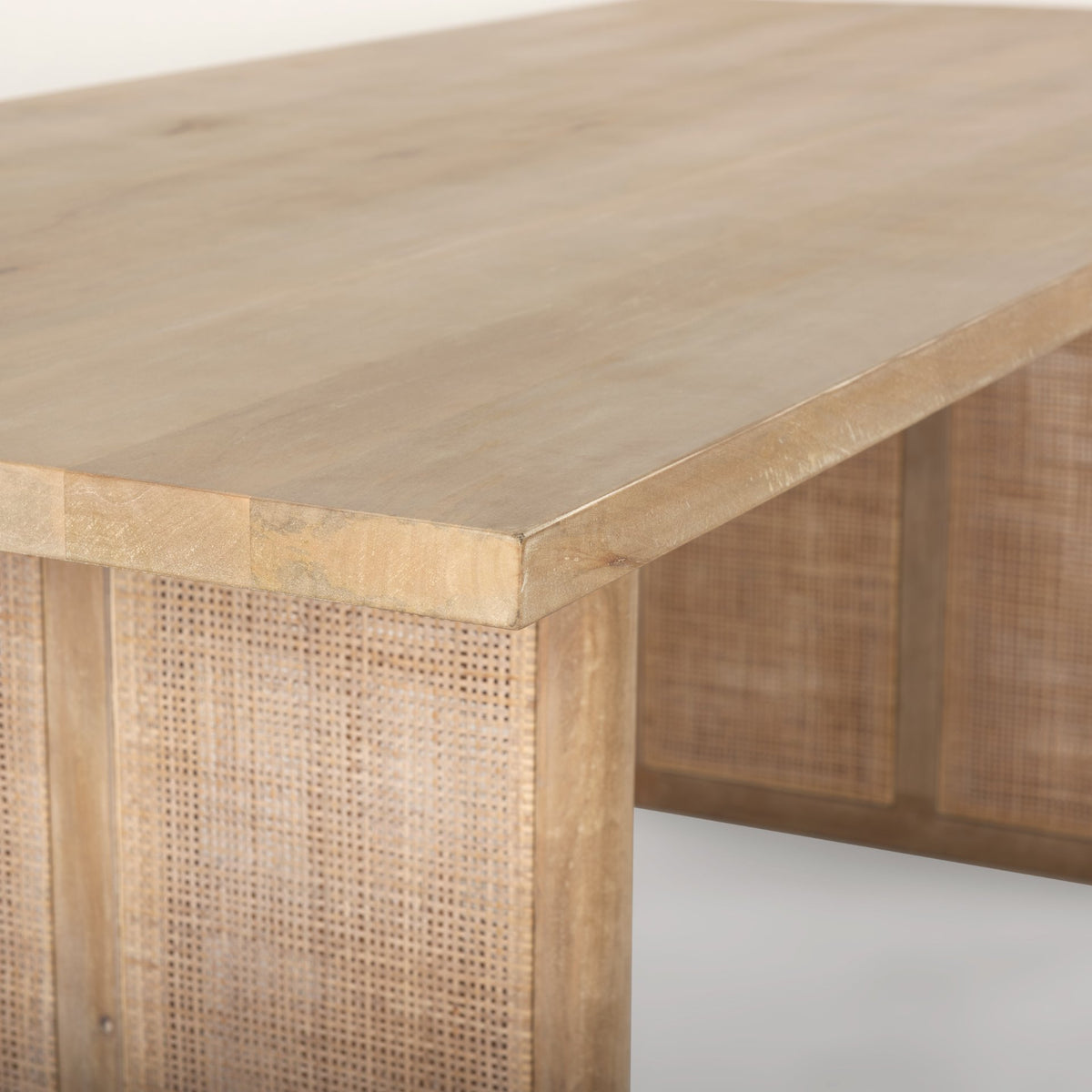 Grier Dining Table- Light Brown with Cane