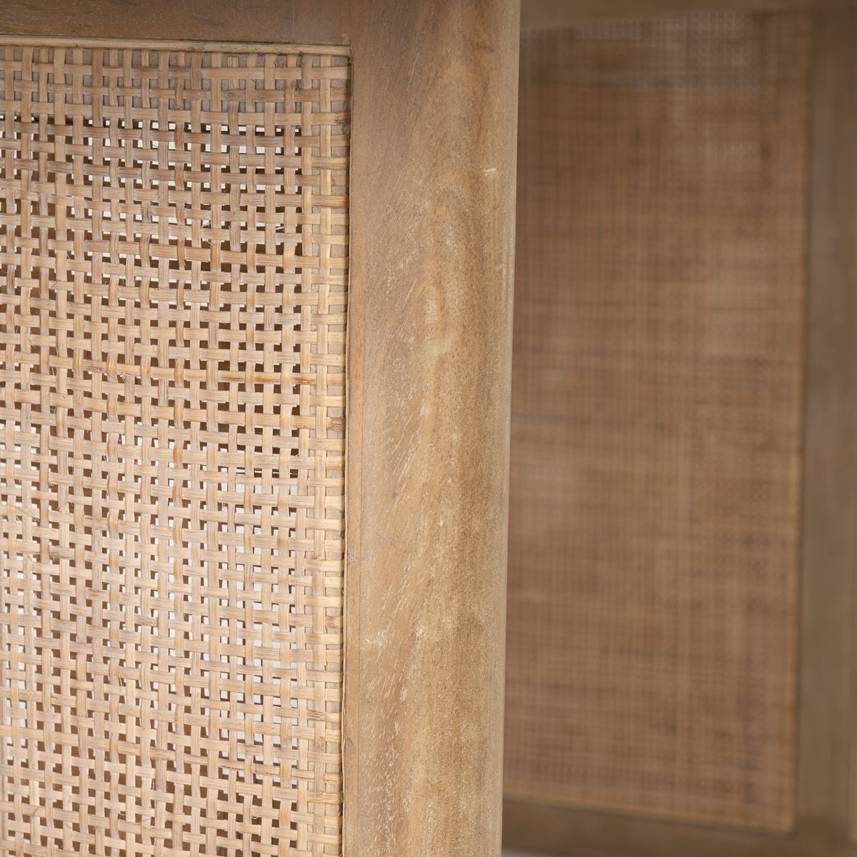 Grier Dining Table- Light Brown with Cane