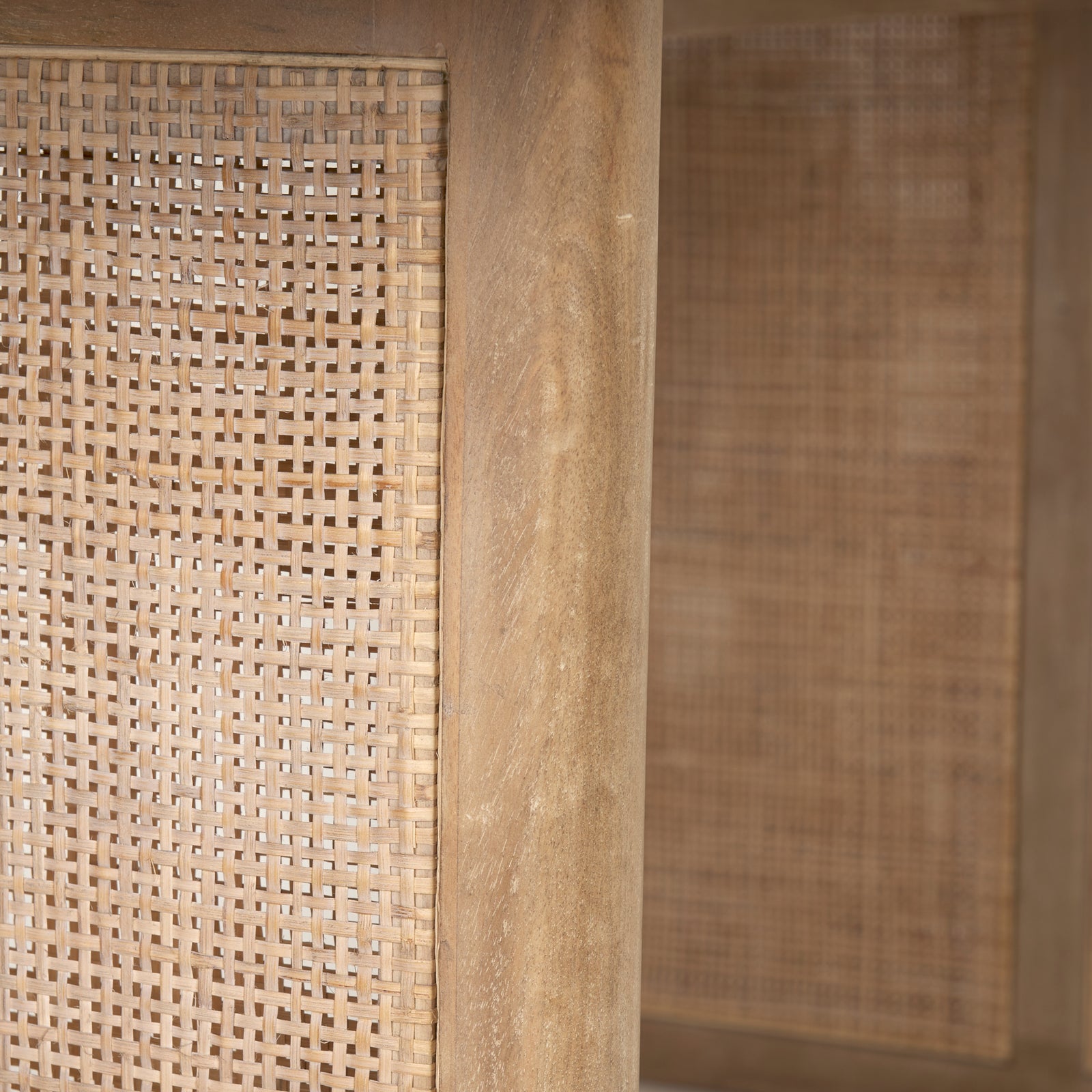 Grier Dining Table- Light Brown with Cane