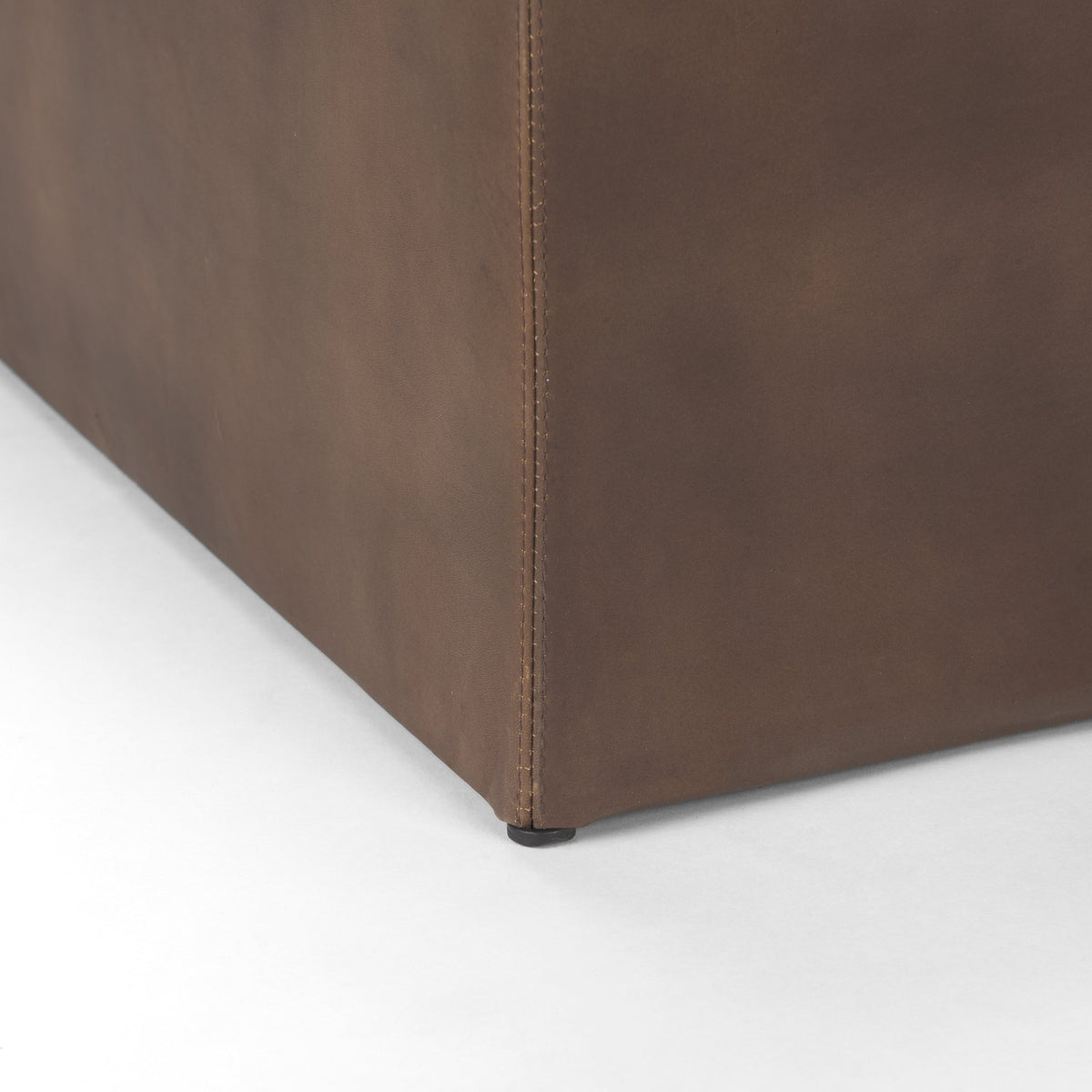 Minara Leather Ottoman | Coffee Table- Brown Leather