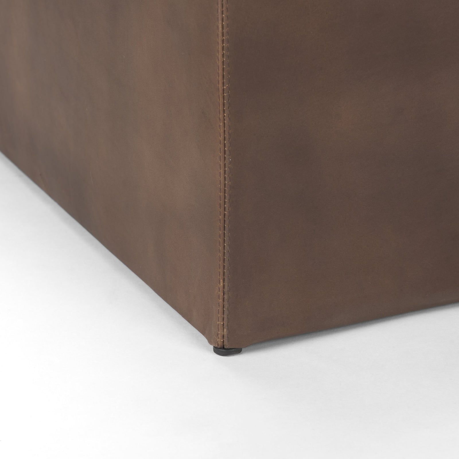 Minara Leather Ottoman | Coffee Table- Brown Leather