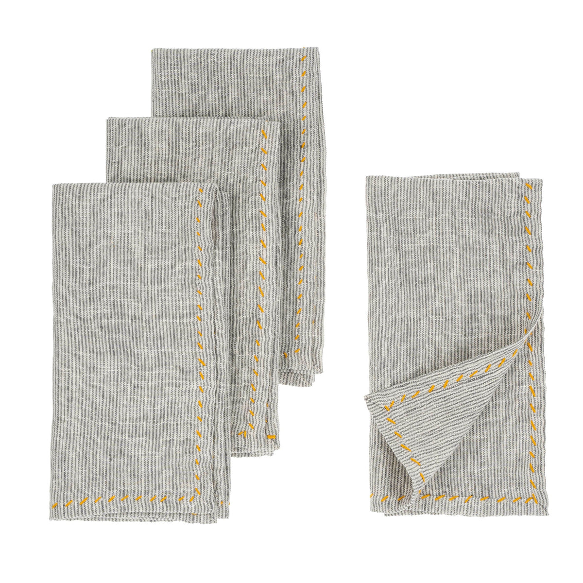 Linen Pinstripe Napkins Grey
