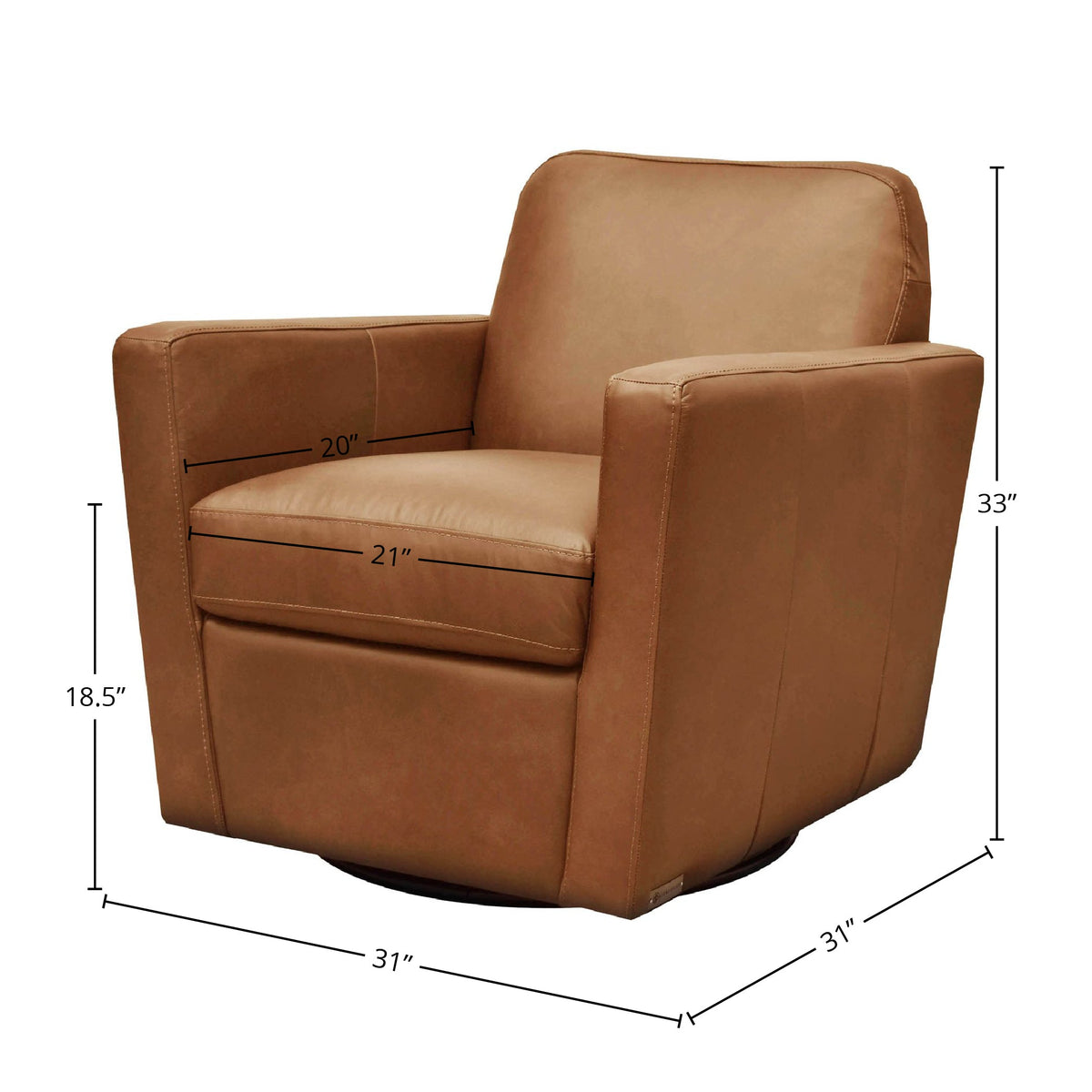 Cooper Swivel Club Chair - Cognac
