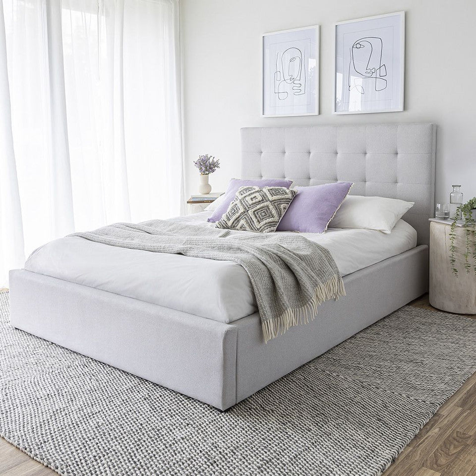 June Bed- Grey Fabric Reg/Storage