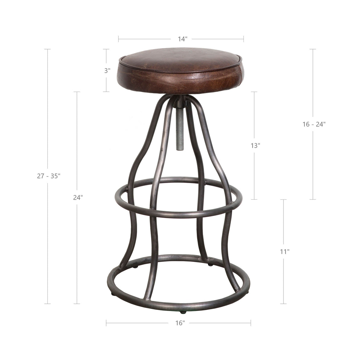 Bowie Bar Stool - Vintage Brown Leather