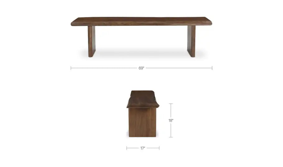 Lila Dining Bench Small Brown