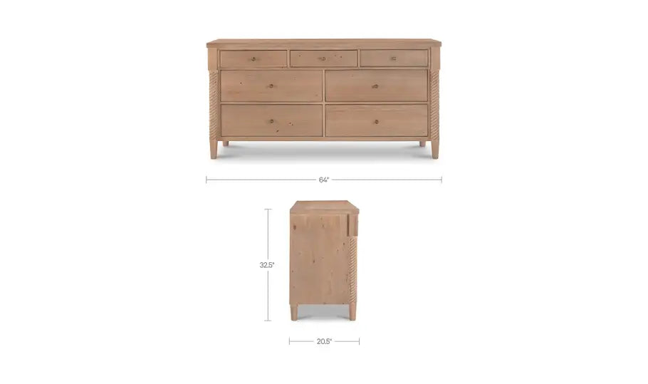 Joni 7 Drawer Dresser Natural