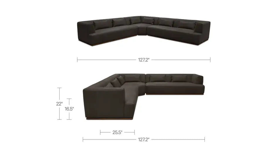 Clove L-Shaped Sectional Deep Brown