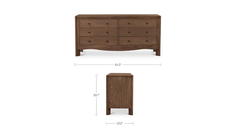 Mabel 6 Drawer Dresser Dark Brown
