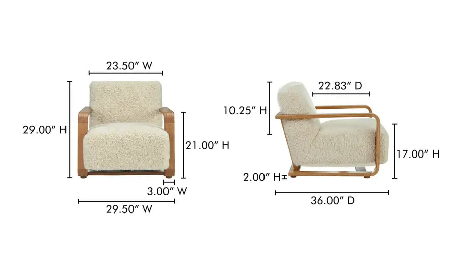 Eckersley Lounge Chair Cream Faux Fur