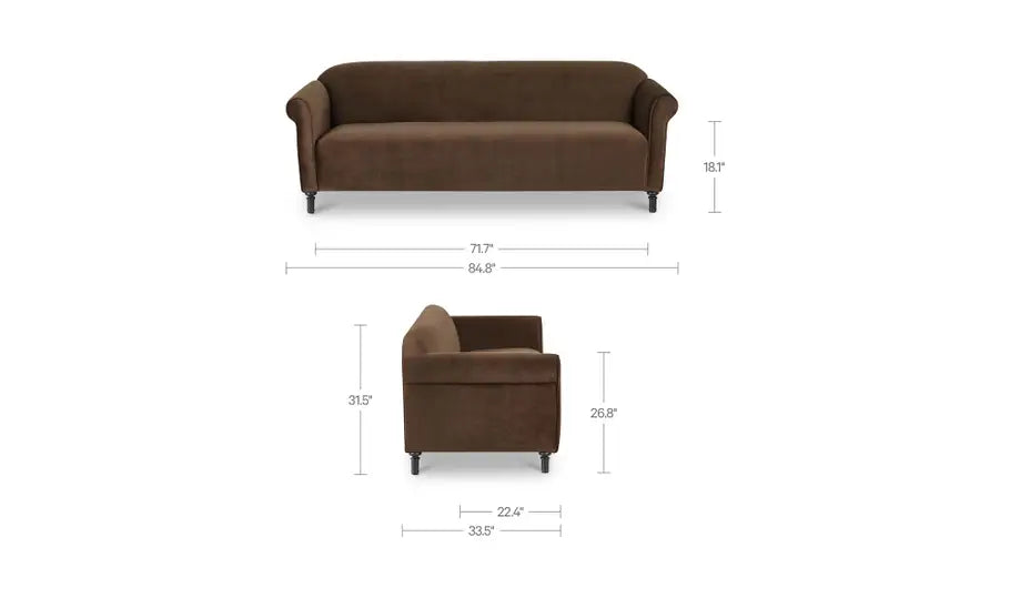 Harmony Sofa Dark Brown Faux Mohair