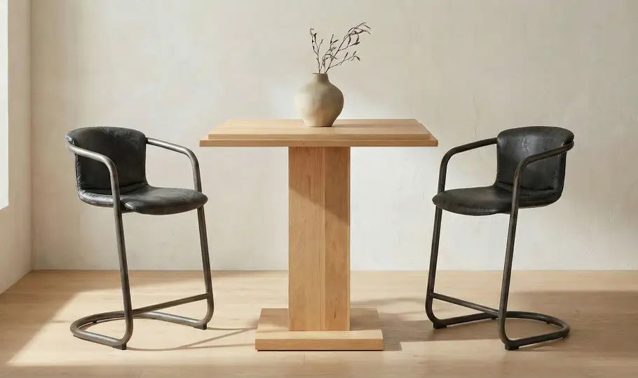 22.0” W X 24.0” D X 36.0” H  Freeman Counter Stool Onyx Black Leather - Set of Two