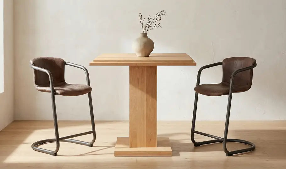 Freeman Counter Stool Grazed Brown Leather - Set of Two