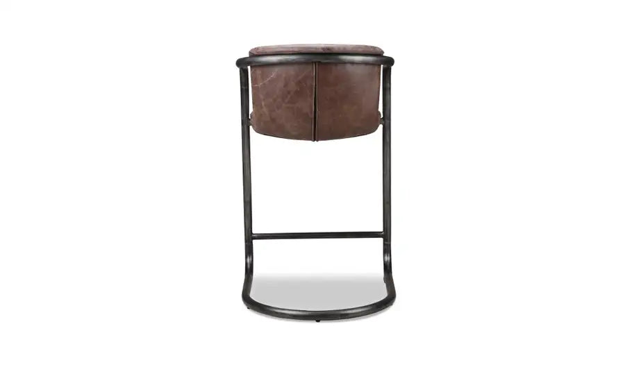 Freeman Counter Stool Grazed Brown Leather - Set of Two