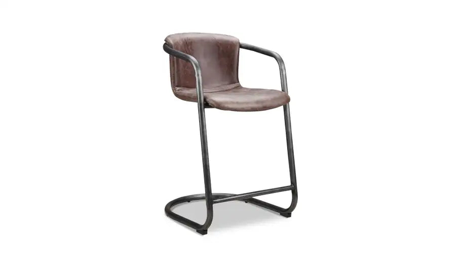 Freeman Counter Stool Grazed Brown Leather - Set of Two
