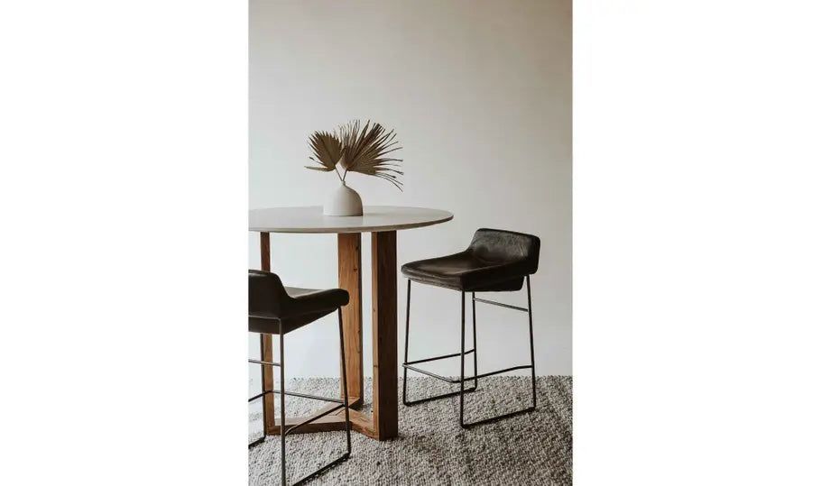 Starlet Counter Stool Onyx Black Leather - Set of Two