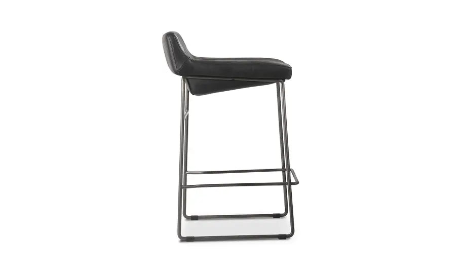 Starlet Counter Stool Onyx Black Leather - Set of Two