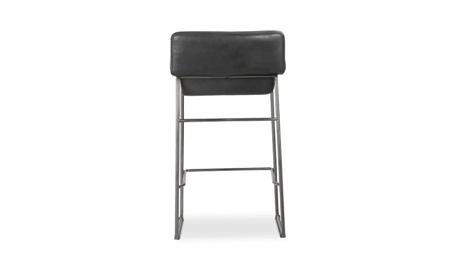 Starlet Counter Stool Onyx Black Leather - Set of Two